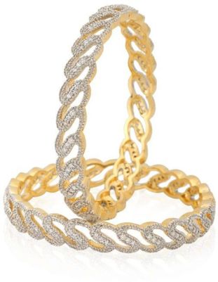 

JDX American Diamond Gold Plated Bangles Set for Girls and Women 2 6