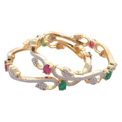 

JDX American Diamond Gold Plated Bangles Set for Girls and Women 2 8