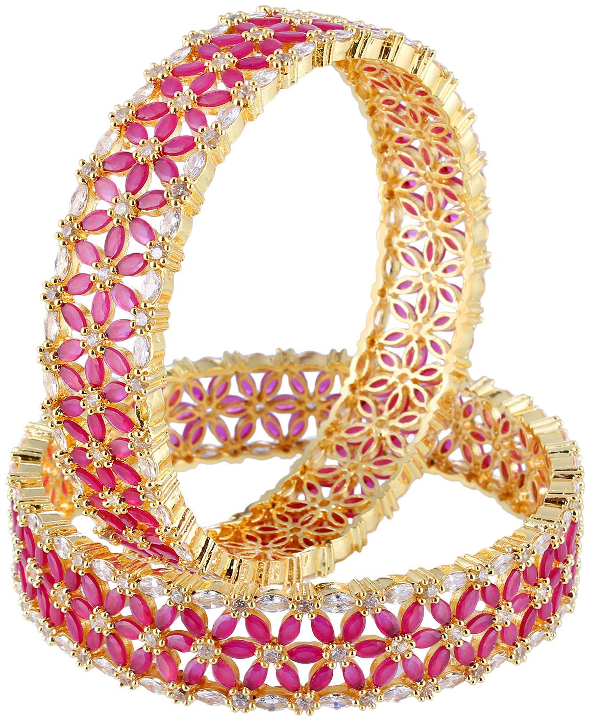 

JDX Designer Gold Plated American Diamond CZ Bangles for Women