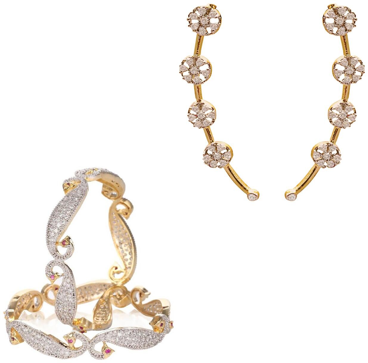 

JDX Gold Plated Bangle With Earring combo For Girl women