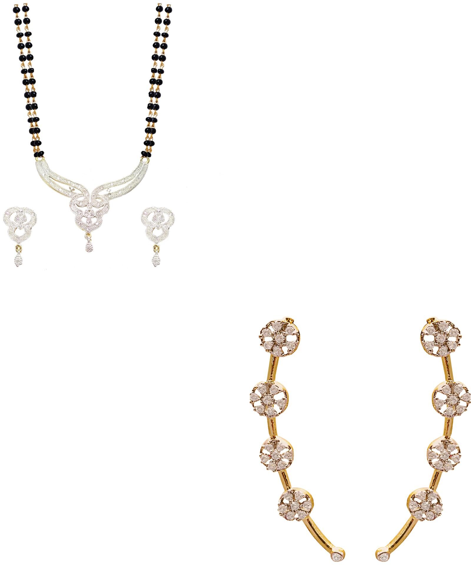 

JDX Gold Plated American Diamond Earring Necklace for Girl women