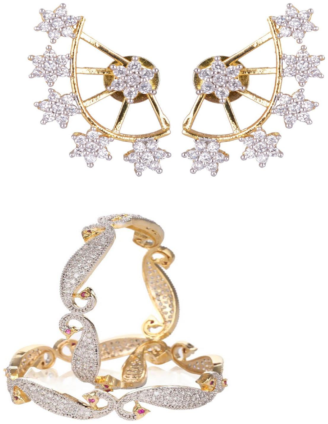 

JDX Gold Plated Bangle With Earring combo For Girl women