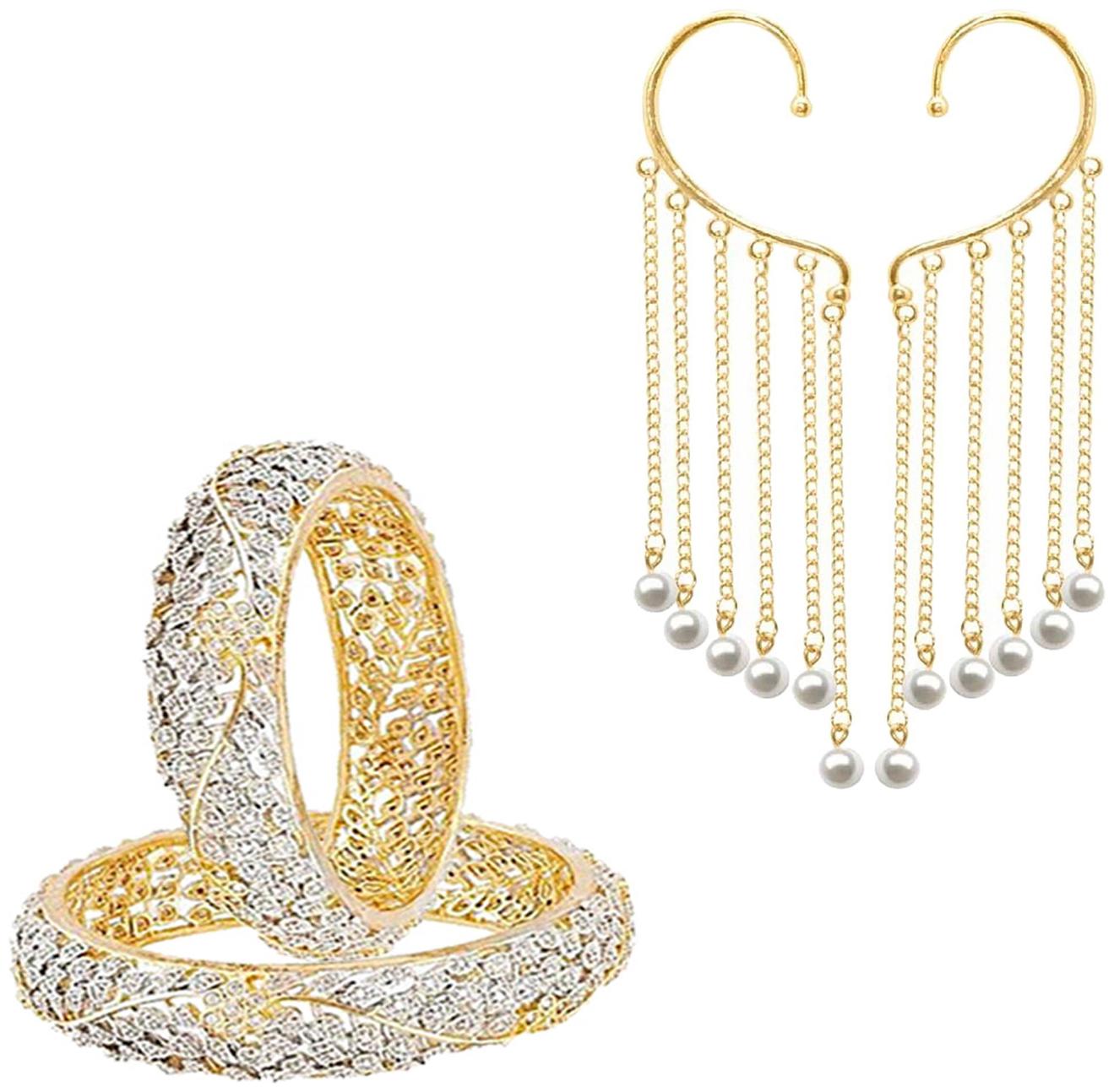 

JDX Gold Plated Bangle With Earring combo For Girl women