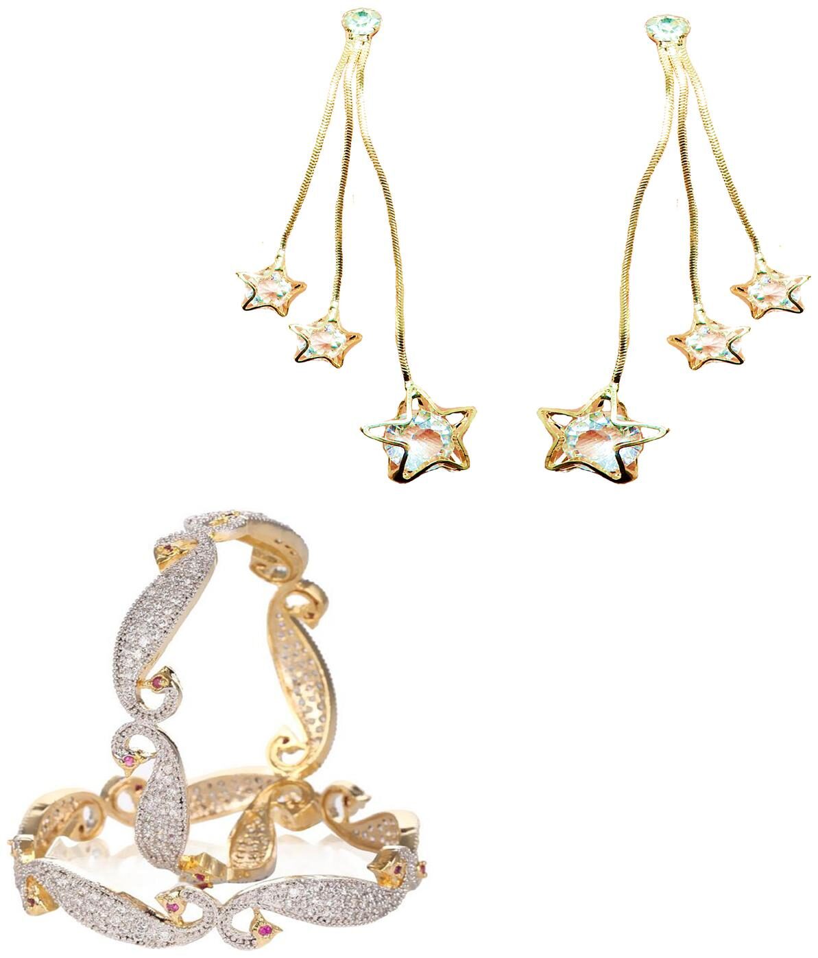 

JDX Gold Plated Bangle With Earring combo For Girl women