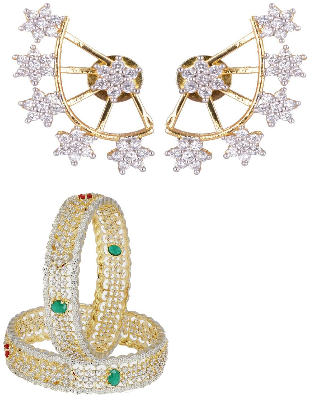 

JDX Gold Plated Bangle With Earring combo For Girl women