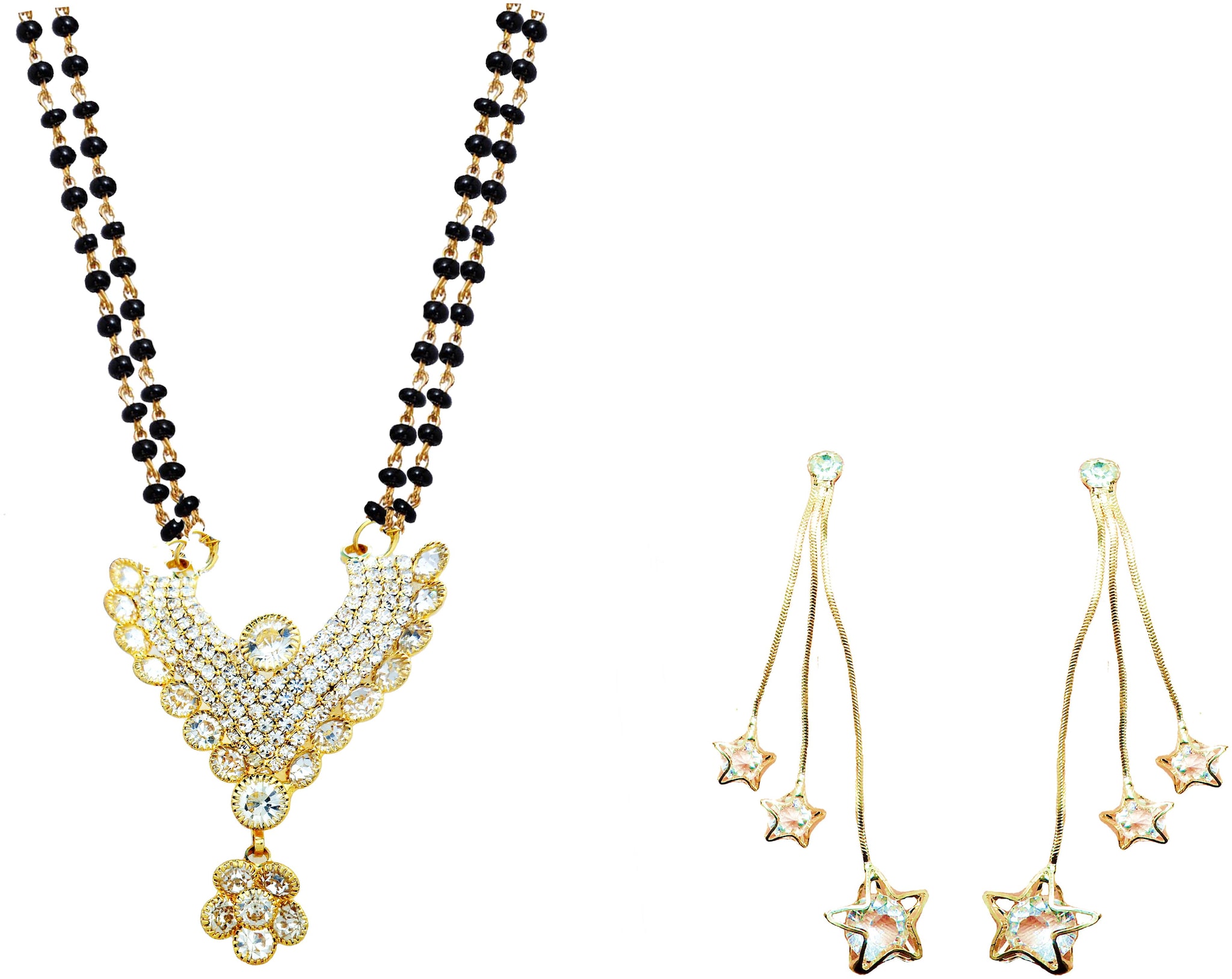 

JDX Gold Plated American Diamond Bangle With Necklace Set For Girl women