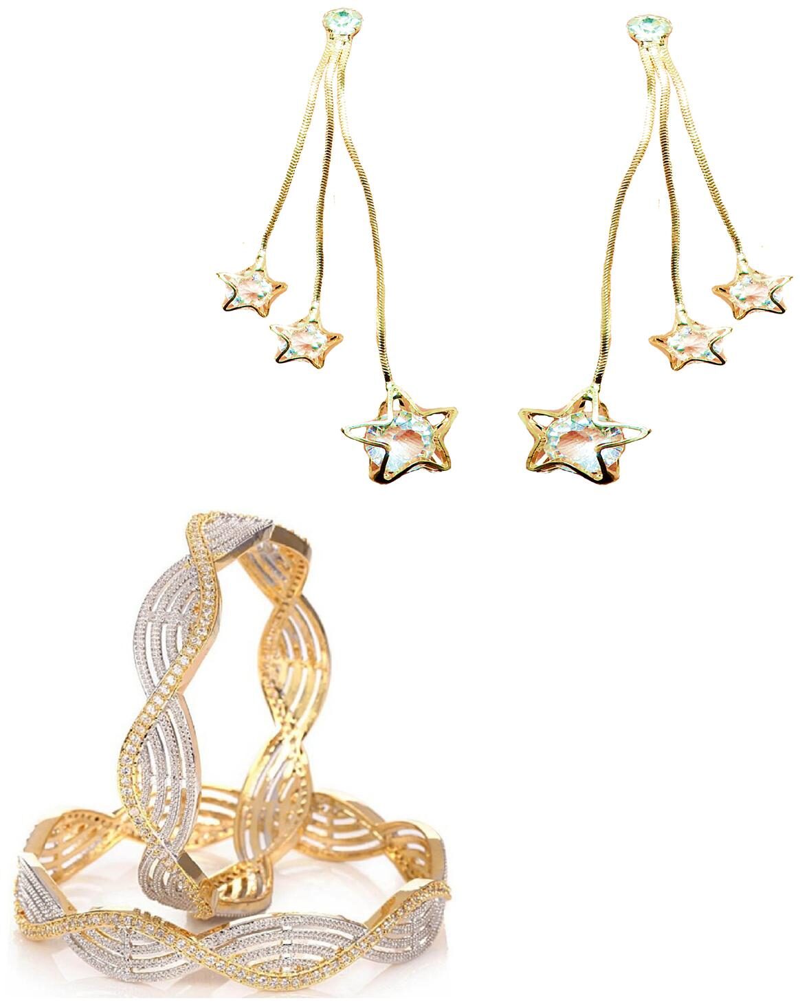 

JDX Gold Plated Bangle With Earring combo For Girl women