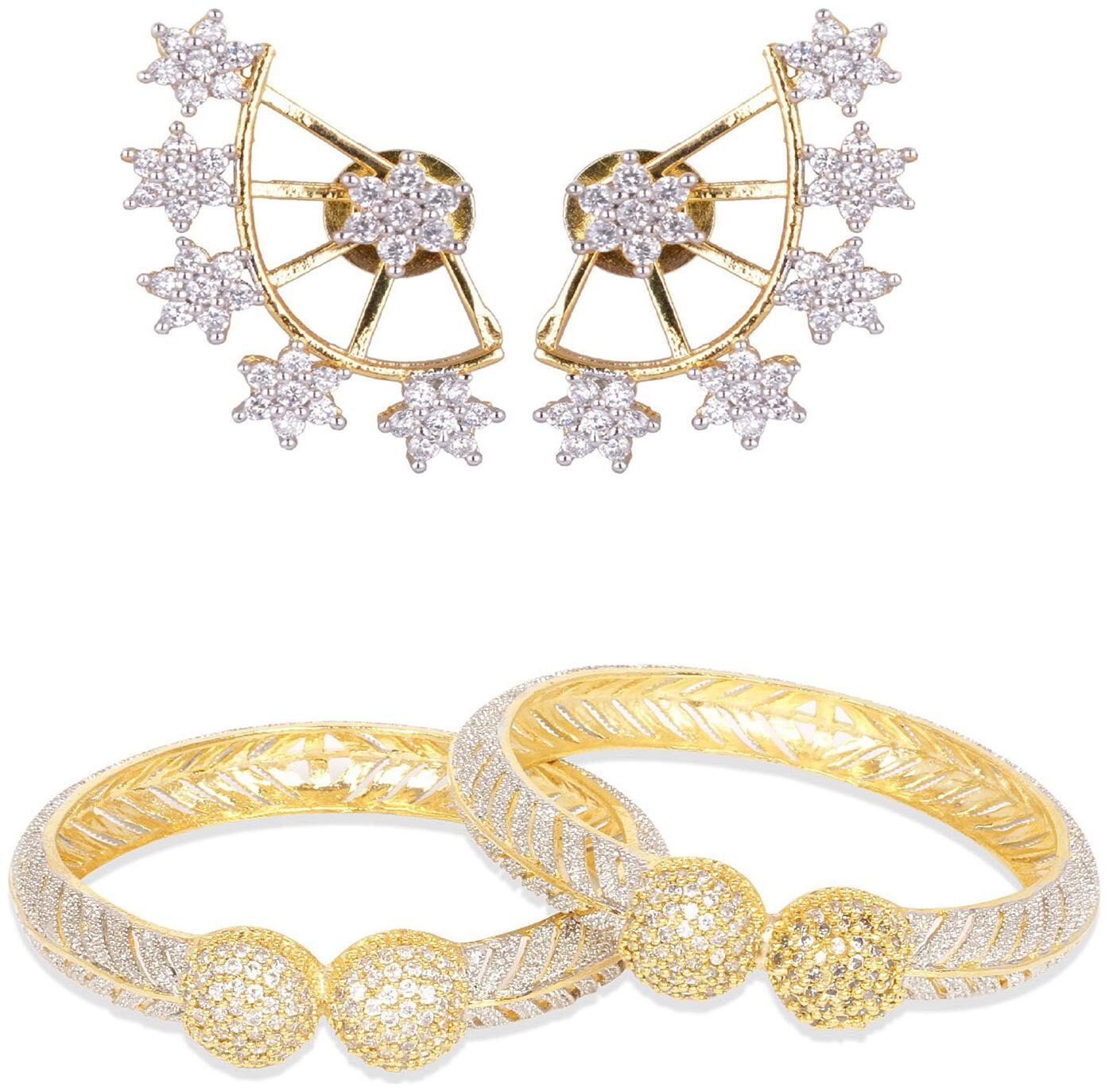 

JDX Gold Plated Bangle With Earring combo For Girl women