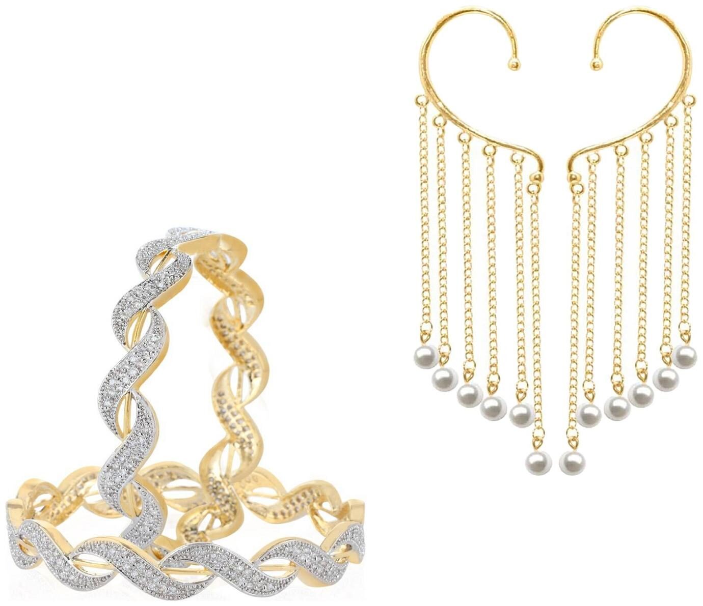 

JDX Gold Plated Bangle With Earring combo For Girl women