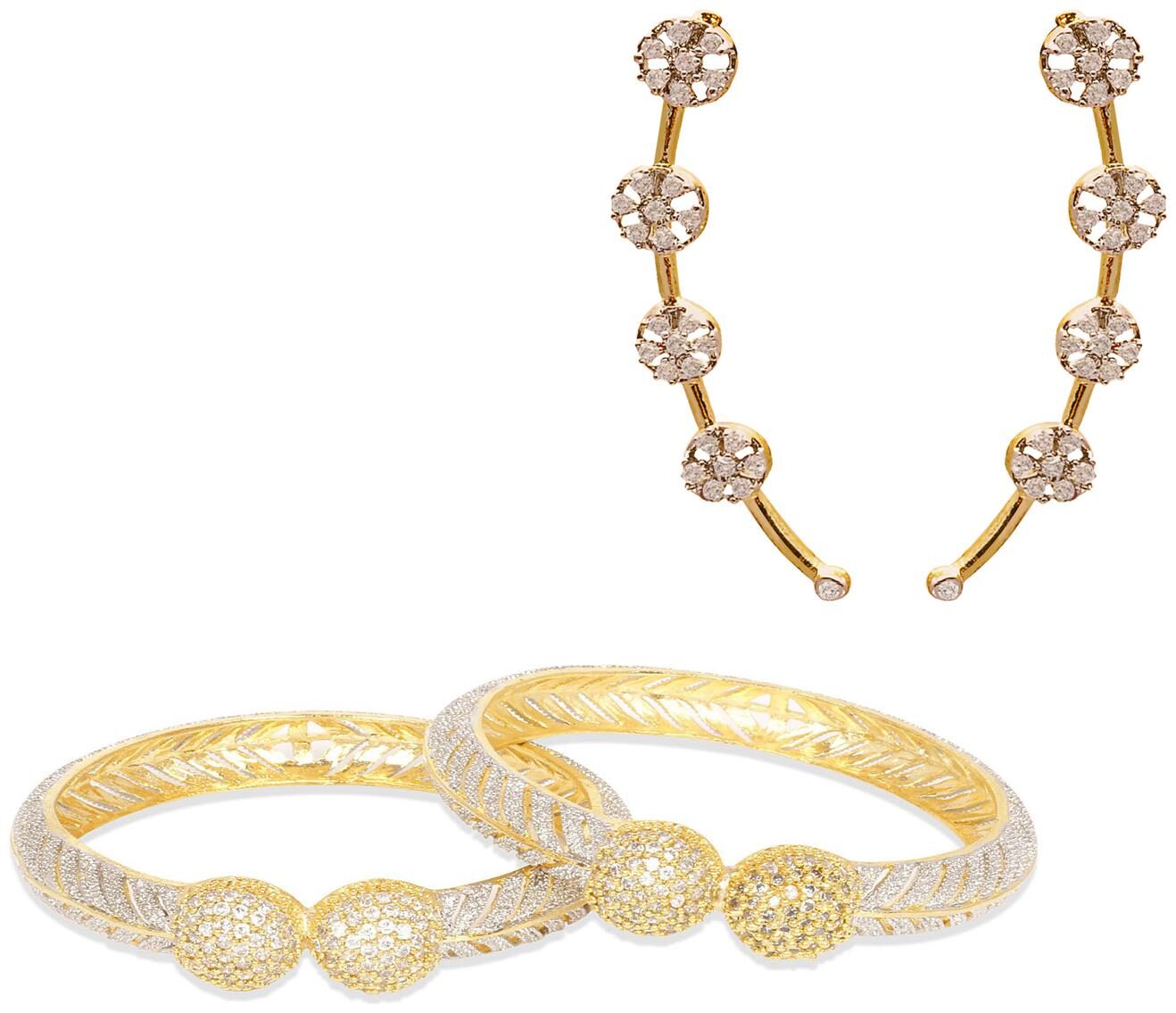 

JDX Gold Plated Bangle With Earring combo For Girl women