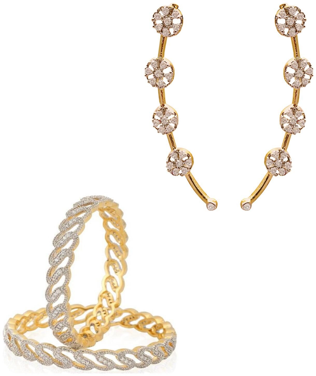 

JDX Gold Plated Bangle With Earring combo For Girl women