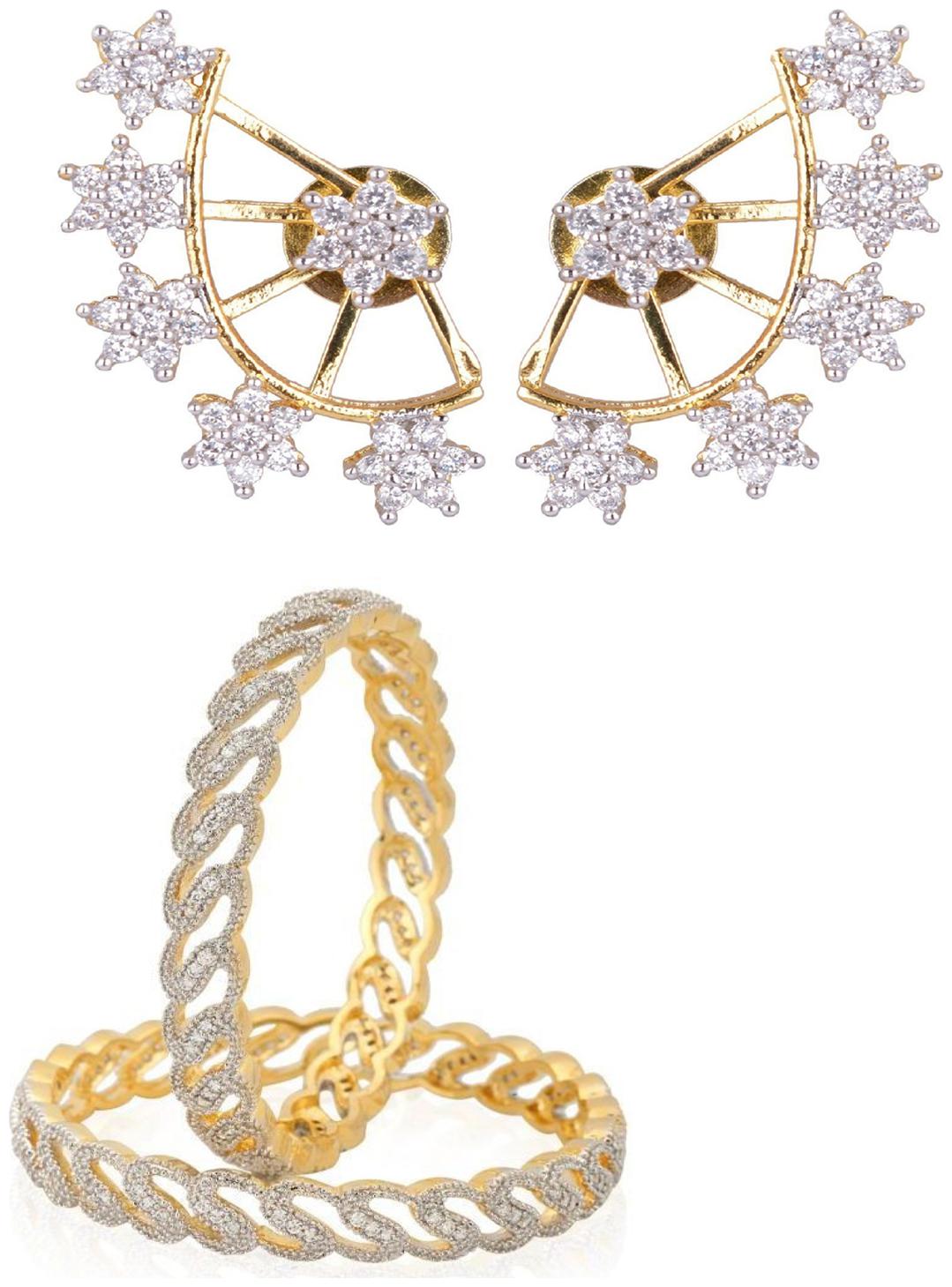 

JDX Gold Plated Bangle With Earring combo For Girl women