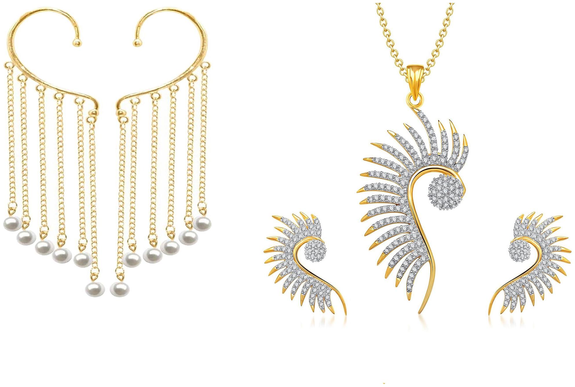 

JDX Gold Plated American Diamond Earring Necklace for Girl women