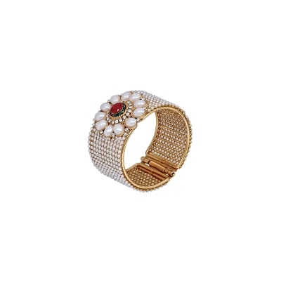 

JDX Gold Plated Metal Bracelet Cuff for Women and Girls Adjustable