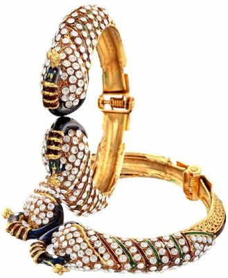 

JDX Gold Plated American Diamond Banlges Set