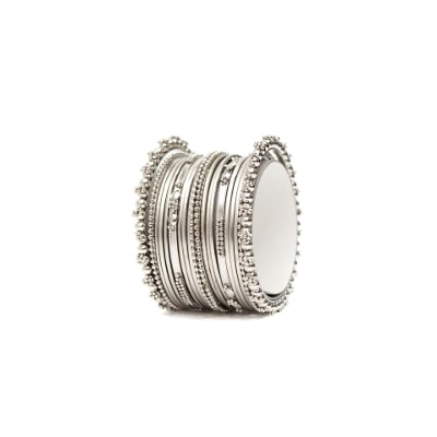 

JDX Silver Plated Banlges Set for Girls and Women Size 2 6