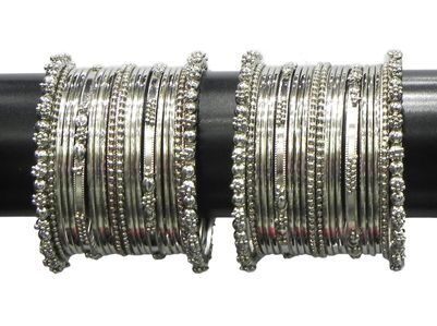 

JDX Silver Plated Banlges Set for Girls and Women Size 2 8