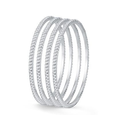 

JDX Silver Plated 4 Banlges Set for Girls and Women Size 2 4