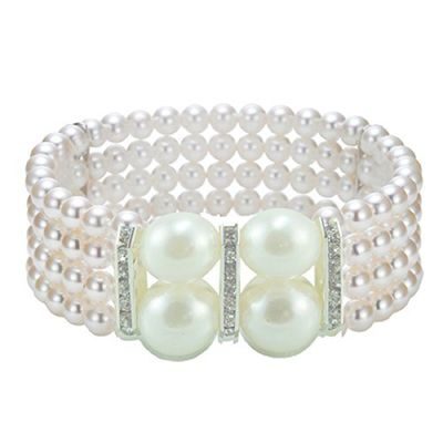 

JDX White Big Pearl Moti Bracelet for Womena and Girls Adjustable