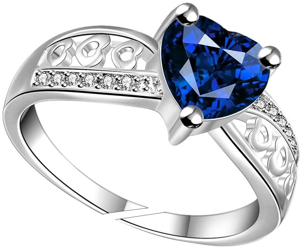 

Jewellery For Women Blue Cz Stone Silver Platinum Plated Adjustable Finger Ring For Girls Womens (Free Size)