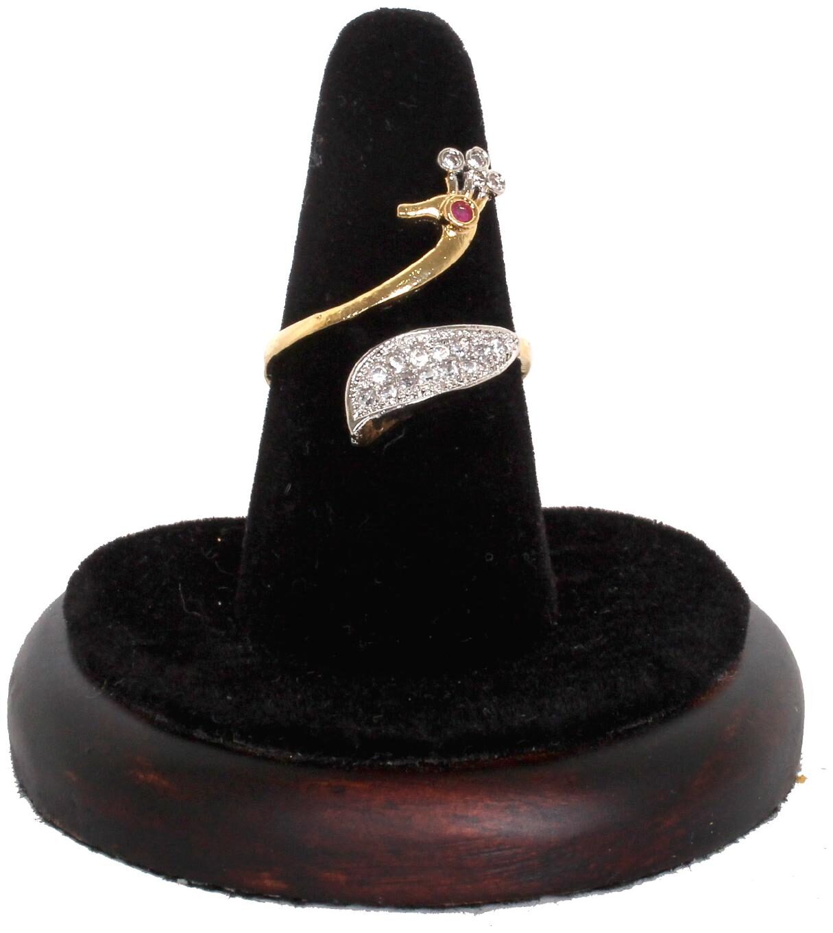 

Jewellery For Women Pink CZ Stone Platinum Plated Peacock Adjustable Finger Ring For Girls Women (Free Size)