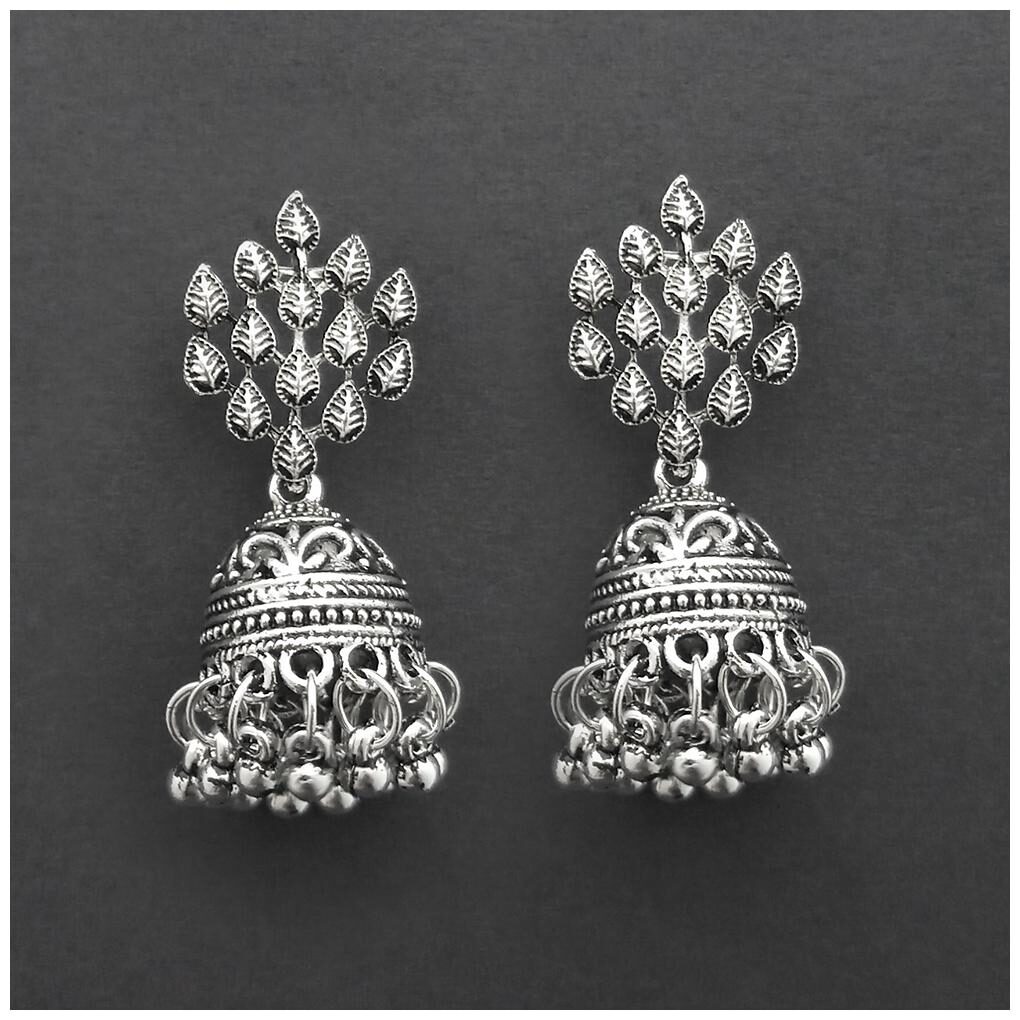 

JewelMaze Oxidised Jhumki Earrings (1315030)