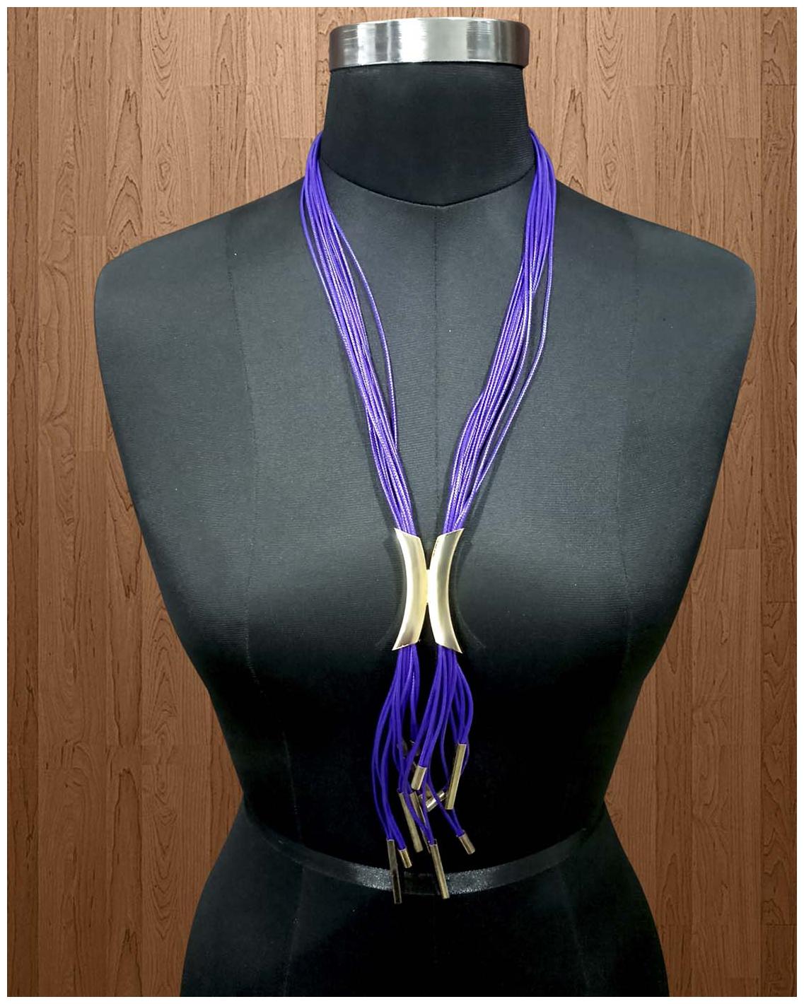 

JewelMaze Purple Hanging Lace Statement Necklace