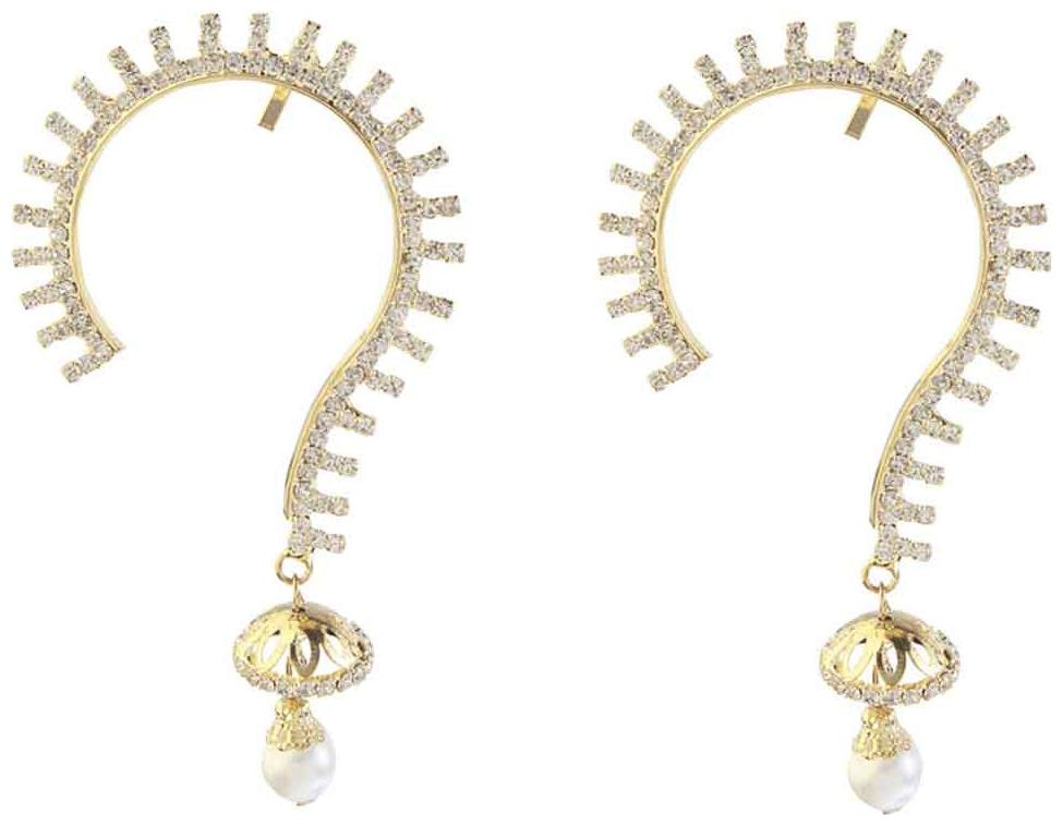 

JewelMaze Silver Plated White Austrian Stone Ear Cuff Alloy Cuff Earring
