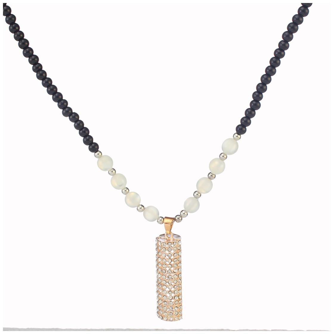 

JewelMaze Silver Oxidised White Austrian Stones Elephant Design Contemporary Necklace Gold-plated Plated Alloy Necklace