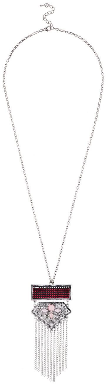 

JewelMaze Silver Plated Red Thread Contemporary Chain Necklace Silver Plated Alloy Necklace