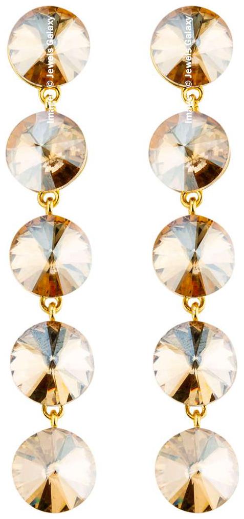 

Jewels Galaxy Limited Luxuria Edition Exquisite Round Design Beige Crystal Drop-Earrings For Women Girls