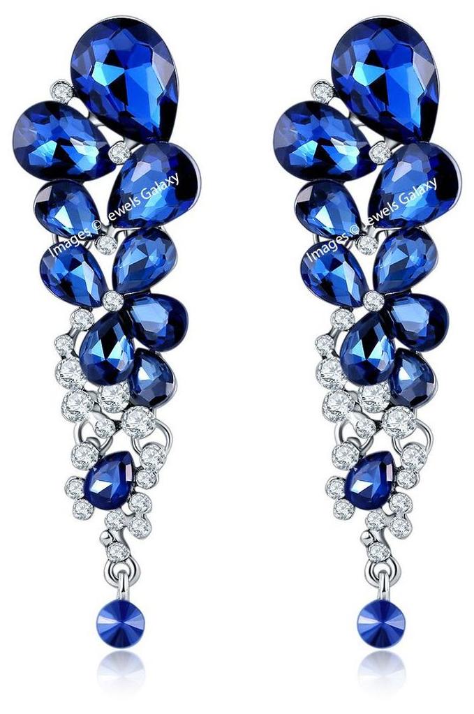 

Jewels Galaxy Limited Editioin Delicate Dreamy Blue Crystal Elements Enthralling Pair Of Drop Earrings For Women Girls