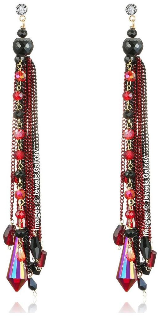 

Jewels Galaxy Exclusive Luxuria Lightweight Hook Wonderful Pair Of Colorful Onyx Chains Tassel Earrings For Women Girls