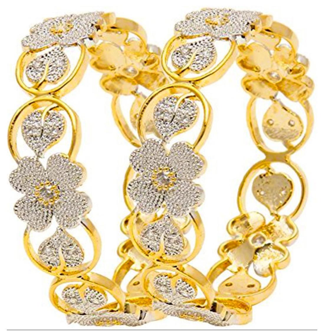 

Jewels Galaxy Sparkling Floral Design American Diamond Bangles