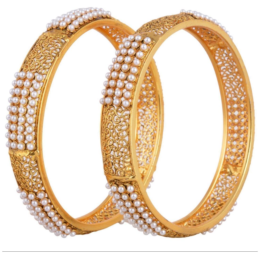 

Jewels Galaxy Broad Designer Pearls Bangles Set Of 2