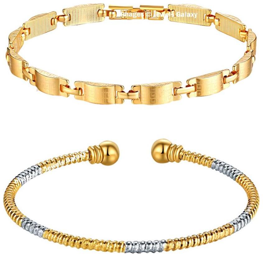 

Jewels Galaxy Exclusive Luxuria Edition Delicate Design Gold Plated Adjustable Charm Bracelets For Men Unisex - Combo Of 2