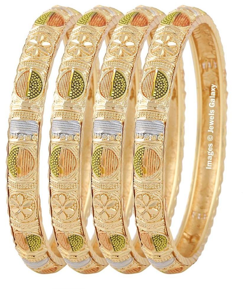 

Jewels Galaxy Elegant Floral Design Gold Plated Bangles For Women- Set of 4