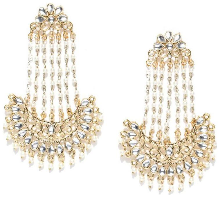 

Jewels Galaxy Premium Quality Exquisite Kundan Design Gold Plated Magnificent Chandelier Earrings For Women Girls