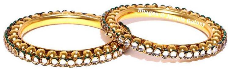 

Jewels Galaxy Premium Quality Custom Design Stunning Antique Gold Plated Bangle Set For Women Girls - Set Of 2