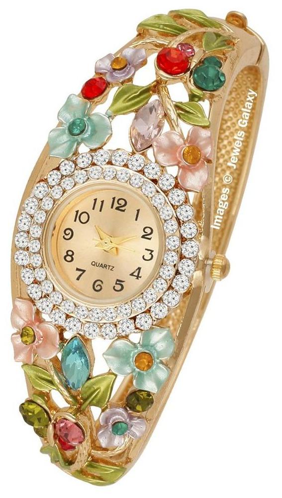 

Jewels Galaxy Exclusive Enamel Luxuria AD Floral Designer Multicolor Dashing Charm Bracelet For Women Girls