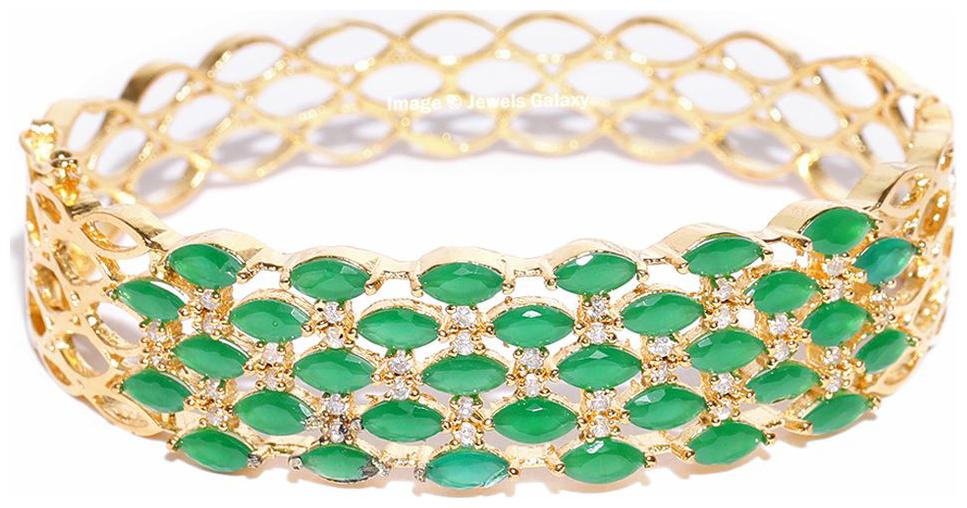 

Jewels Galaxy Limited Edition Multi-Layered Glitzy Green Traditional Gold Plated Glorious Bracelet For Women Girls