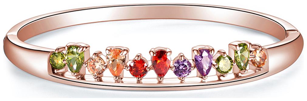 

Jewels Galaxy Colourful Exclusive Edition Cubic Zirconia 18K Rose Gold Plated Glitzy Bracelet For Women Girls