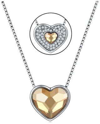 Jewels Galaxy Romantic Heart Inspired Crystal From Swarovski Platinum Plated Adorable Pendant For Women/Girls