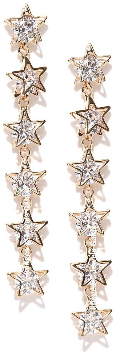 

Jewels Galaxy Luxuria Limited Edition Ravishing Long Star Chain Design Gold Plated Tantalizing Drop Earrings for Women Girls