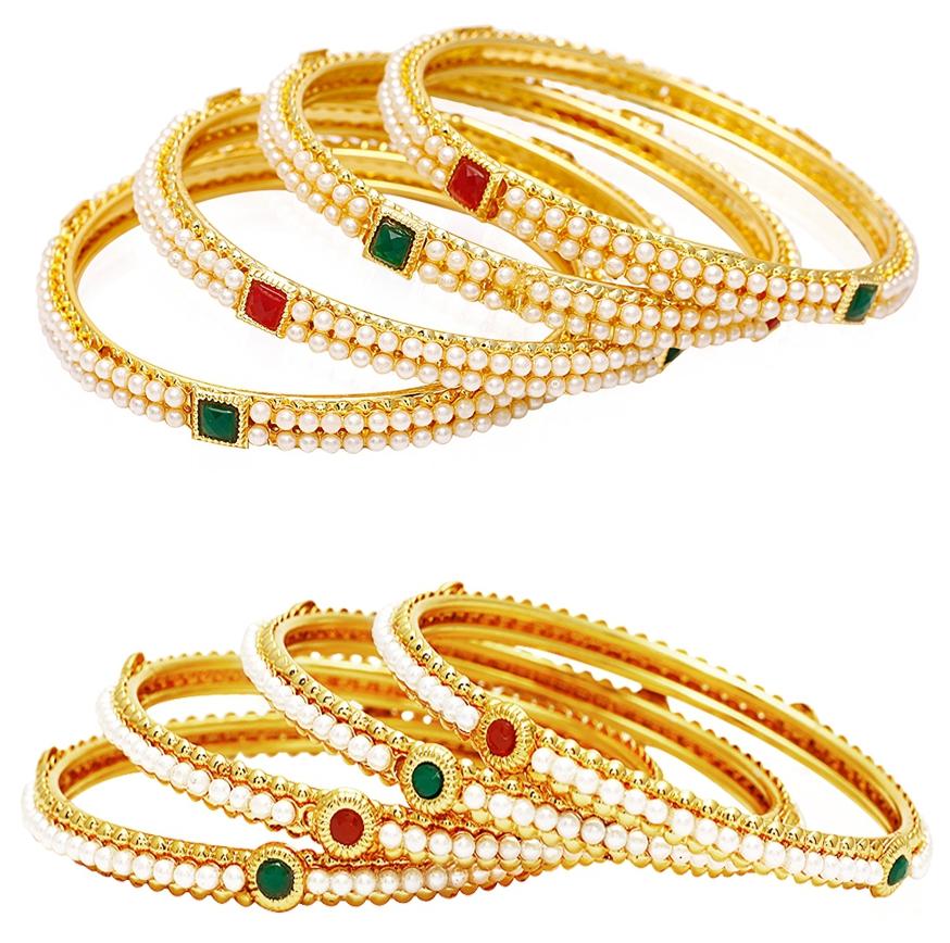 

Jewels Galaxy Designer Pearls Bangles Collection - Pack Of 8