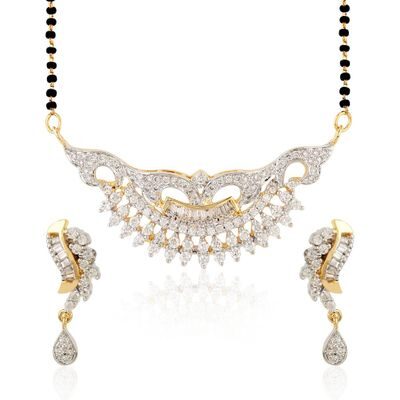 

Jewels Galaxy Hand Crafted Precious American Diamond Mangalsutra