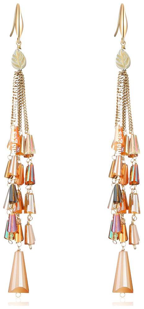 

Jewels Galaxy Exclusive Luxuria Lightweight Hook Stunning Pair Of Colorful Onyx Studded Tassel Earrings For Women Girls