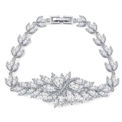 

Jewels Galaxy Crystal Elements Sparkling Rhodium Plated Floral Designer Stunning Bracelet For Women Girls