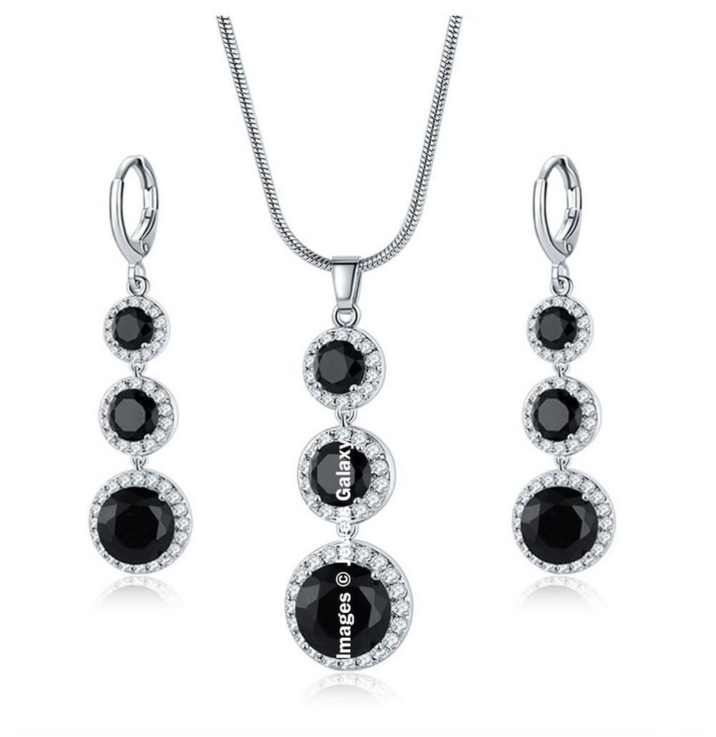 

Jewels Galaxy Luxuria Limited Edition Top Swiss Cubic Zirconia Platinum Plated Stunning Black Designer Pendant Set For Women Girls