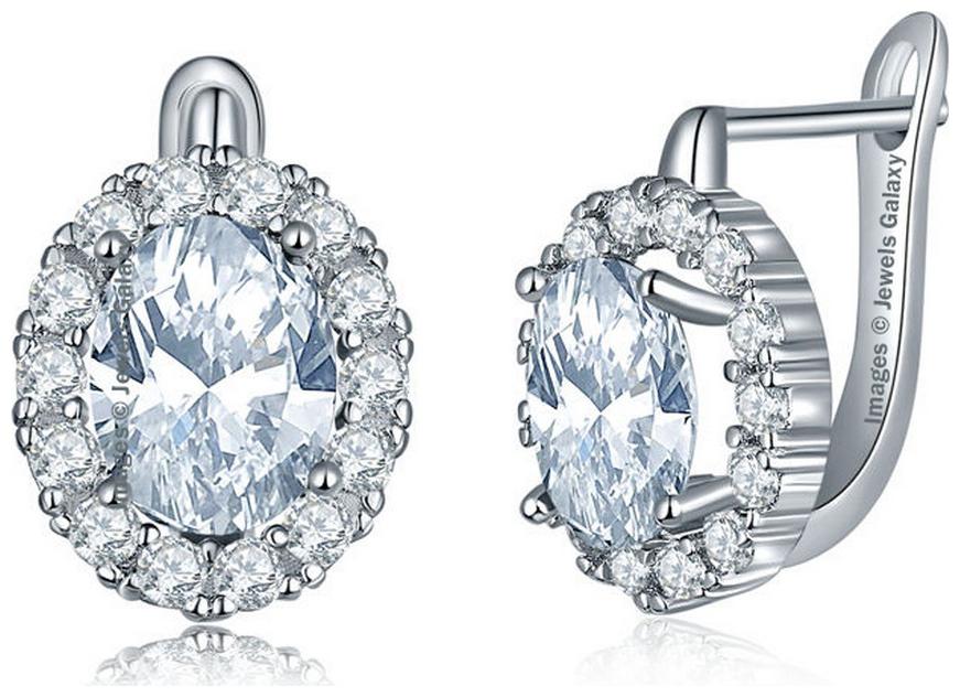 

Jewels Galaxy Crystal Elements Exclusive Luxuria Pure White Platinum Plated Earrings For Women Girls